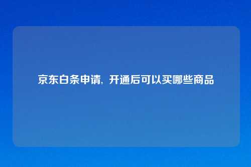 京东白条申请,  开通后可以买哪些商品
