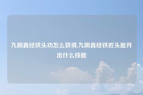 九阴真经铁头功怎么获得,九阴真经铁匠头能开出什么技能