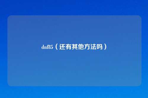 dnf85（还有其他方法吗）