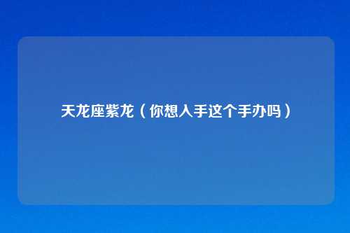 天龙座紫龙（你想入手这个手办吗）