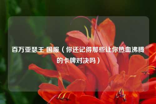 百万亚瑟王 国服（你还记得那些让你热血沸腾的卡牌对决吗）