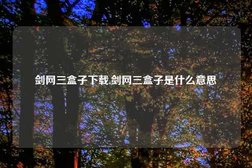 剑网三盒子下载,剑网三盒子是什么意思