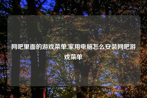 网吧里面的游戏菜单,家用电脑怎么安装网吧游戏菜单