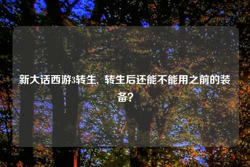 新大话西游3转生,  转生后还能不能用之前的装备？