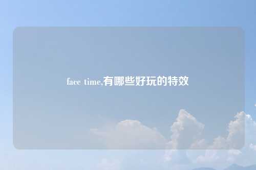 face time,有哪些好玩的特效