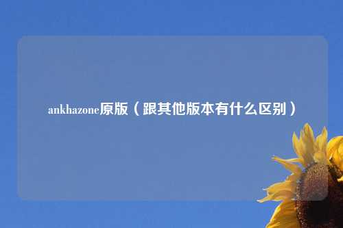 ankhazone原版（跟其他版本有什么区别）