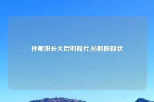 孙斯阳长大后的照片,孙斯阳现状