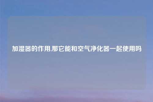 加湿器的作用,那它能和空气净化器一起使用吗