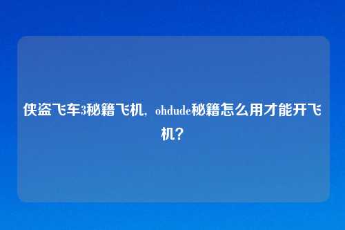 侠盗飞车3秘籍飞机,  ohdude秘籍怎么用才能开飞机？
