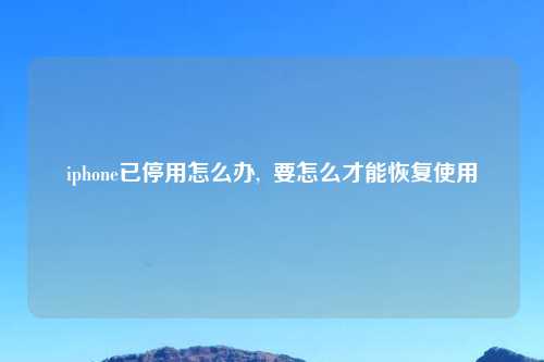 iphone已停用怎么办,  要怎么才能恢复使用