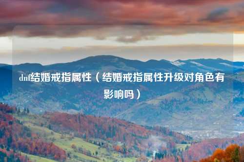 dnf结婚戒指属性（结婚戒指属性升级对角色有影响吗）