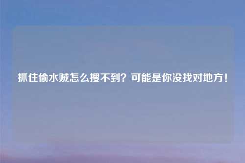 抓住偷水贼怎么搜不到？可能是你没找对地方！