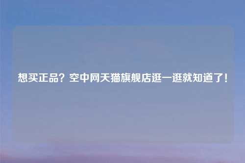 想买正品？空中网天猫旗舰店逛一逛就知道了！
