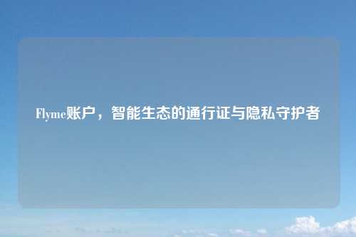 Flyme账户,智能生态的通行证与隐私守护者