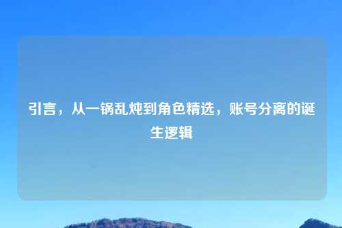 引言,从一锅乱炖到角色精选,账号分离的诞生逻辑