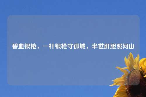 碧血银枪，一杆银枪守孤城，半世肝胆照河山