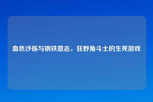 血色沙砾与钢铁意志，狂野角斗士的生死游戏