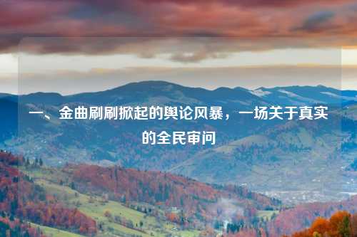 一、金曲刷刷掀起的舆论风暴,一场关于真实的全民审问