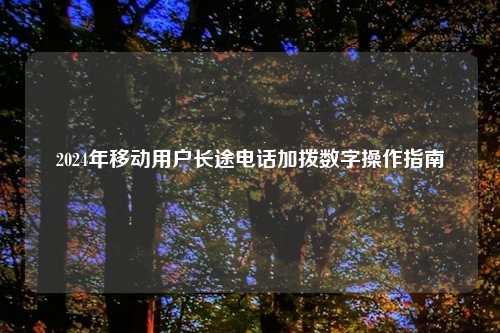 2024年移动用户长途电话加拨数字操作指南