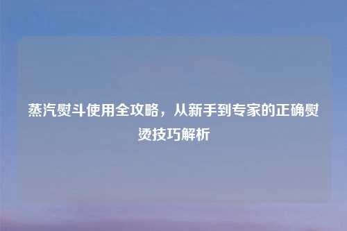 蒸汽熨斗使用全攻略，从新手到专家的正确熨烫技巧解析