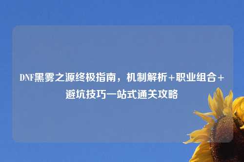 DNF黑雾之源终极指南，机制解析+职业组合+避坑技巧一站式通关攻略