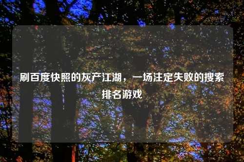 刷百度快照的灰产江湖,一场注定失败的搜索排名游戏