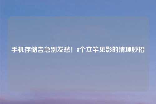 手机存储告急别发愁!8个立竿见影的清理妙招