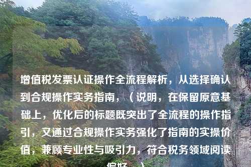 增值税发票认证操作全流程解析,从选择确认到合规操作实务指南,(说明,在保留原意基础上,优化后的标题既突出了全流程的操作指引,又通过合规操作实务强化了指南的实操价值,兼顾专业性与吸引力,符合税务领域阅读偏好。)