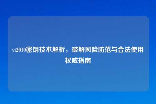 vi2010密钥技术解析,破解风险防范与合法使用权威指南