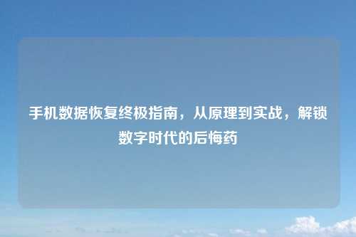 手机数据恢复终极指南,从原理到实战,解锁数字时代的后悔药