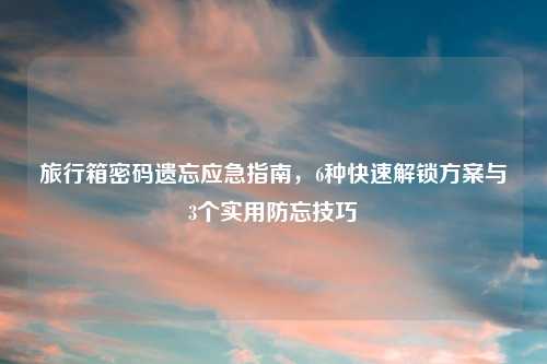 旅行箱密码遗忘应急指南,6种快速解锁方案与3个实用防忘技巧