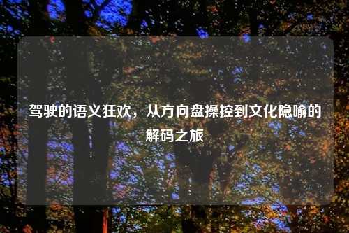 驾驶的语义狂欢，从方向盘操控到文化隐喻的解码之旅