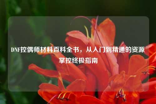 DNF控偶师材料百科全书，从入门到精通的资源掌控终极指南