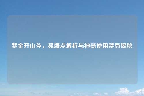 紫金开山斧,易爆点解析与神器使用禁忌揭秘