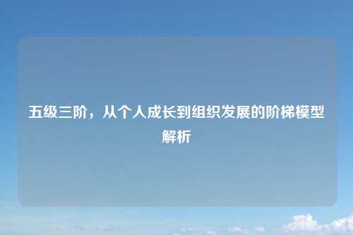 五级三阶，从个人成长到组织发展的阶梯模型解析