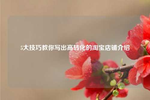 5大技巧教你写出高转化的淘宝店铺介绍