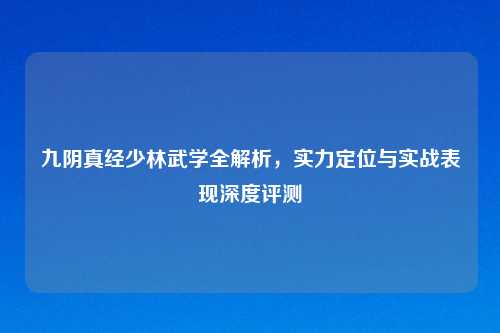九阴真经少林武学全解析，实力定位与实战表现深度评测