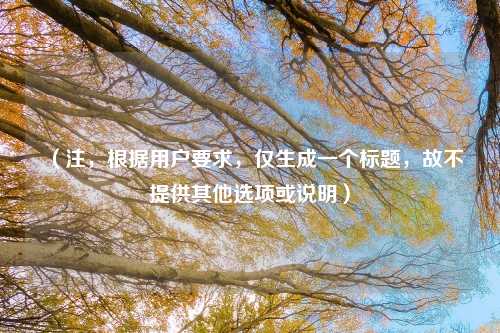 （注，根据用户要求，仅生成一个标题，故不提供其他选项或说明）