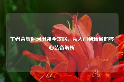 王者荣耀阿珂出装全攻略，从入门到精通的核心装备解析
