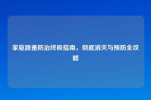 家庭跳蚤防治终极指南，彻底消灭与预防全攻略
