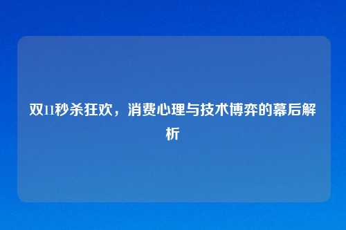 双11秒杀狂欢,消费心理与技术博弈的幕后解析