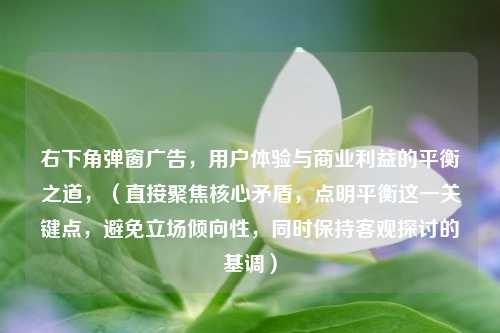右下角弹窗广告,用户体验与商业利益的平衡之道,(直接聚焦核心矛盾,点明平衡这一关键点,避免立场倾向性,同时保持客观探讨的基调)