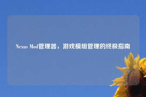 Nexus Mod管理器，游戏模组管理的终极指南