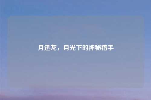 月迅龙，月光下的神秘猎手