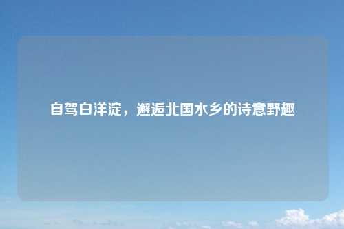 自驾白洋淀,邂逅北国水乡的诗意野趣