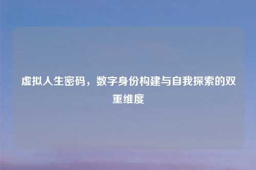 虚拟人生密码，数字身份构建与自我探索的双重维度