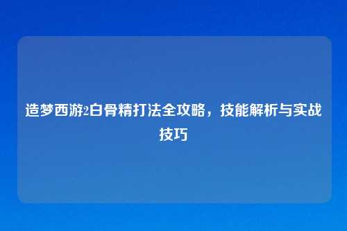 造梦西游2白骨精打法全攻略，技能解析与实战技巧