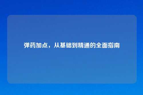 弹药加点，从基础到精通的全面指南