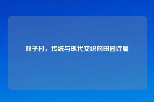 双子村，传统与现代交织的田园诗篇