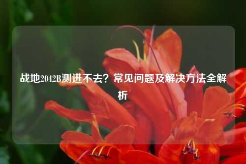 战地2042B测进不去?常见问题及解决方法全解析